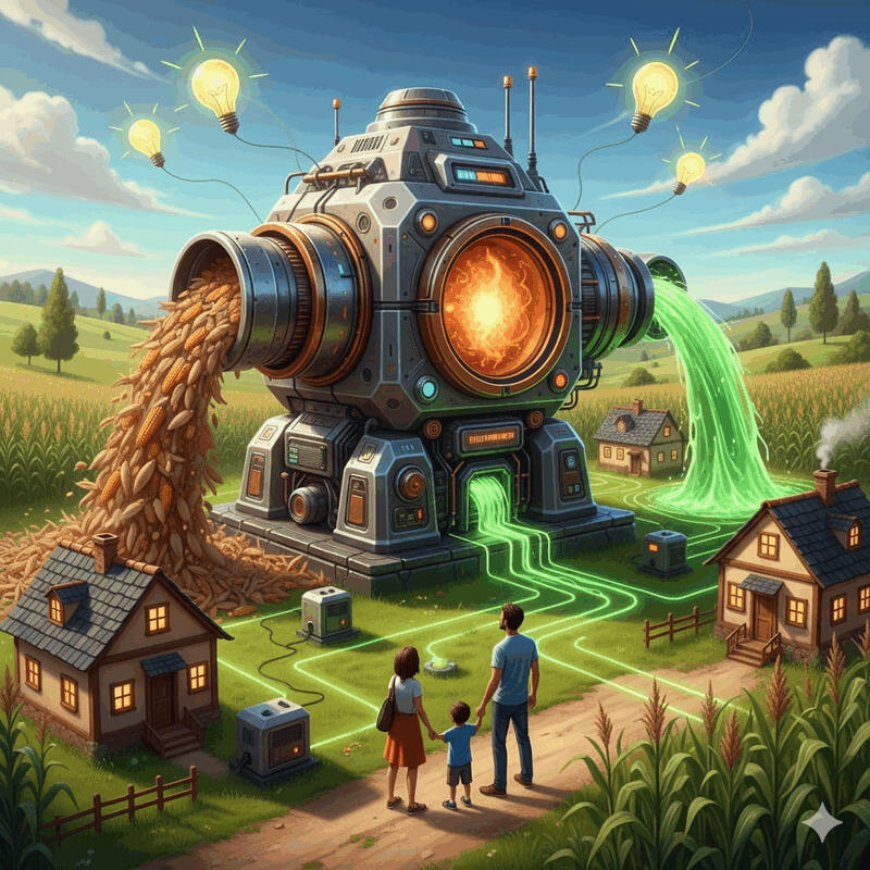 Solar dari Tanaman: Teknologi Pengolahan Tongkol Jagung Menjadi Bahan Bakar untuk Genset Rumah